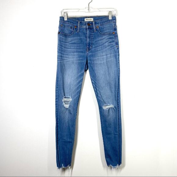 MADEWELL 9” High Rise Skinny Jeans Distressed Raw Hem 27 - Picture 1 of 6